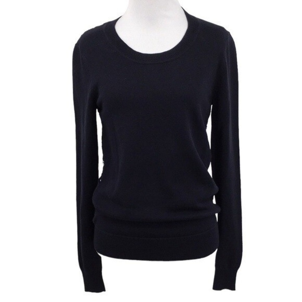 Reiss Sweater Womens XS Navy Blue Knit Cotton Cashmere Pullover Lace Black